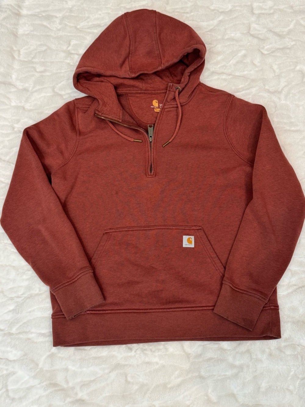 Carhartt Rust Quarter-Zip Hoodie Size Large